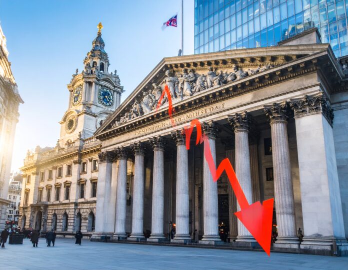 London Stock Exchange with downward chart overlay – Cryptostock Insight