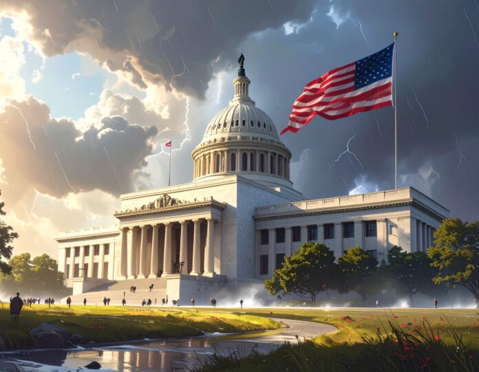 Federal Reserve building with U.S. flag overlay – Cryptostock Insight